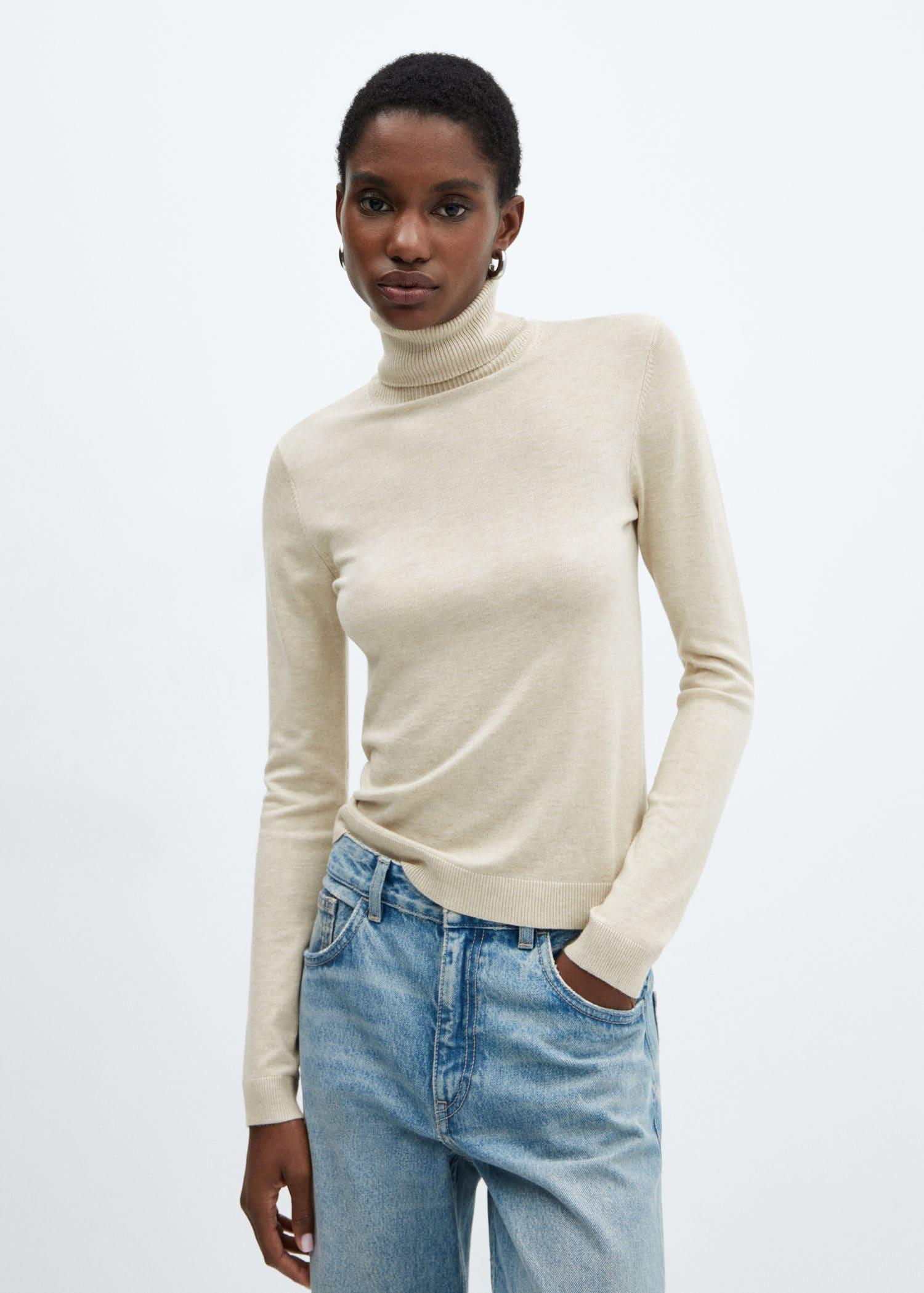 Mango - Brown Knitted Turtleneck Sweater