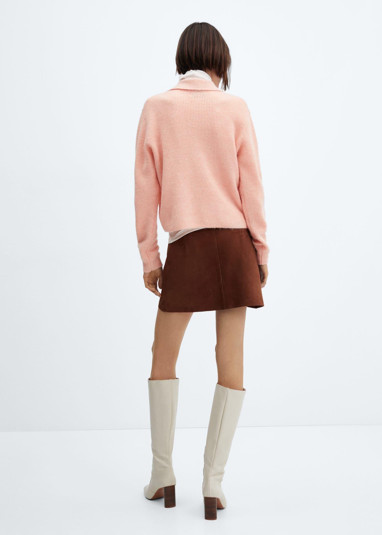 Mango - Pink Knitted Collared Sweater