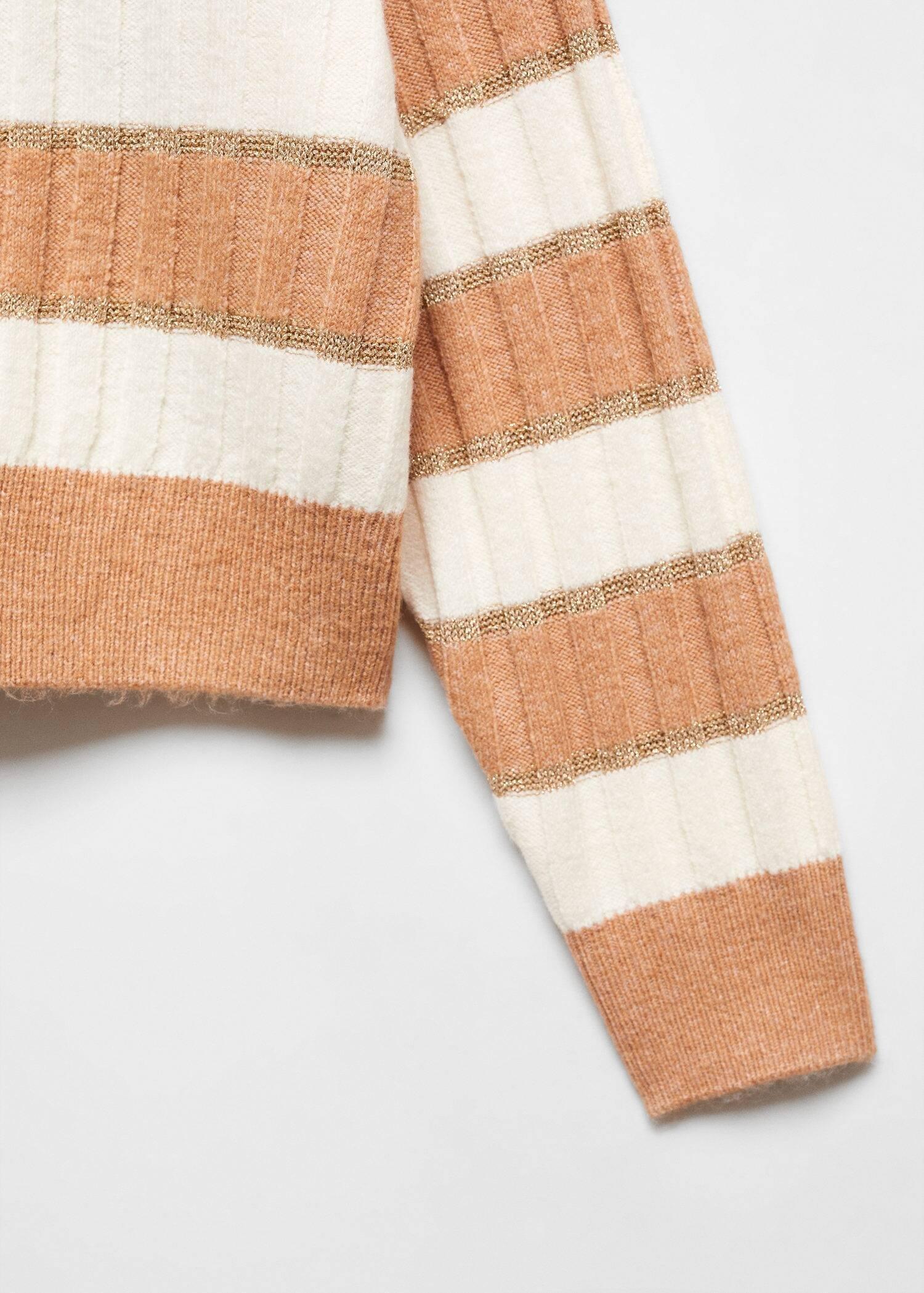 Mango - Brown Lurex Detail Striped Sweater