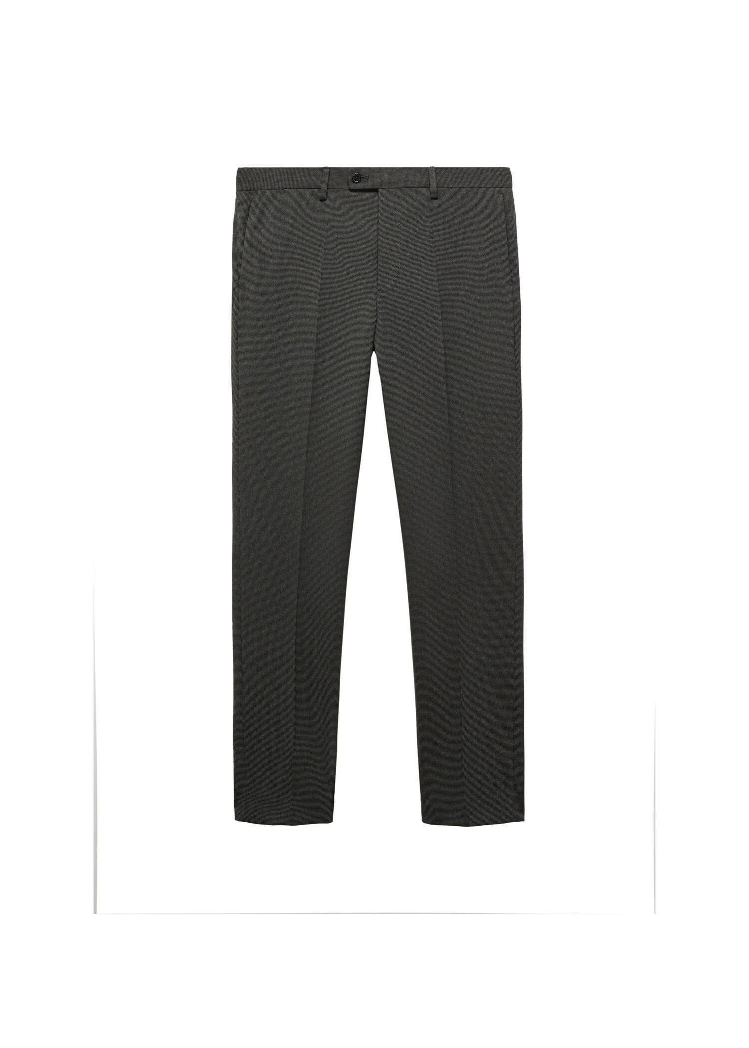 Mango - Green Stretch Fabric Slim-Fit Suit Trousers