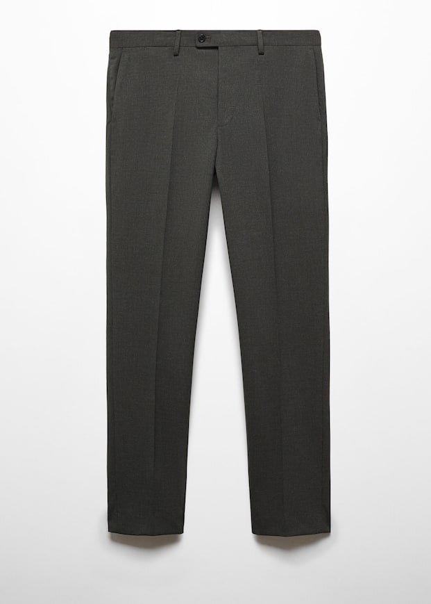 Mango - Green Stretch Fabric Slim-Fit Suit Trousers