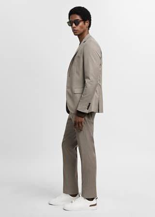 Mango - Beige Stretch Super Slim Suit Pants