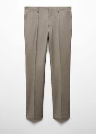 Mango - Beige Stretch Super Slim Suit Pants