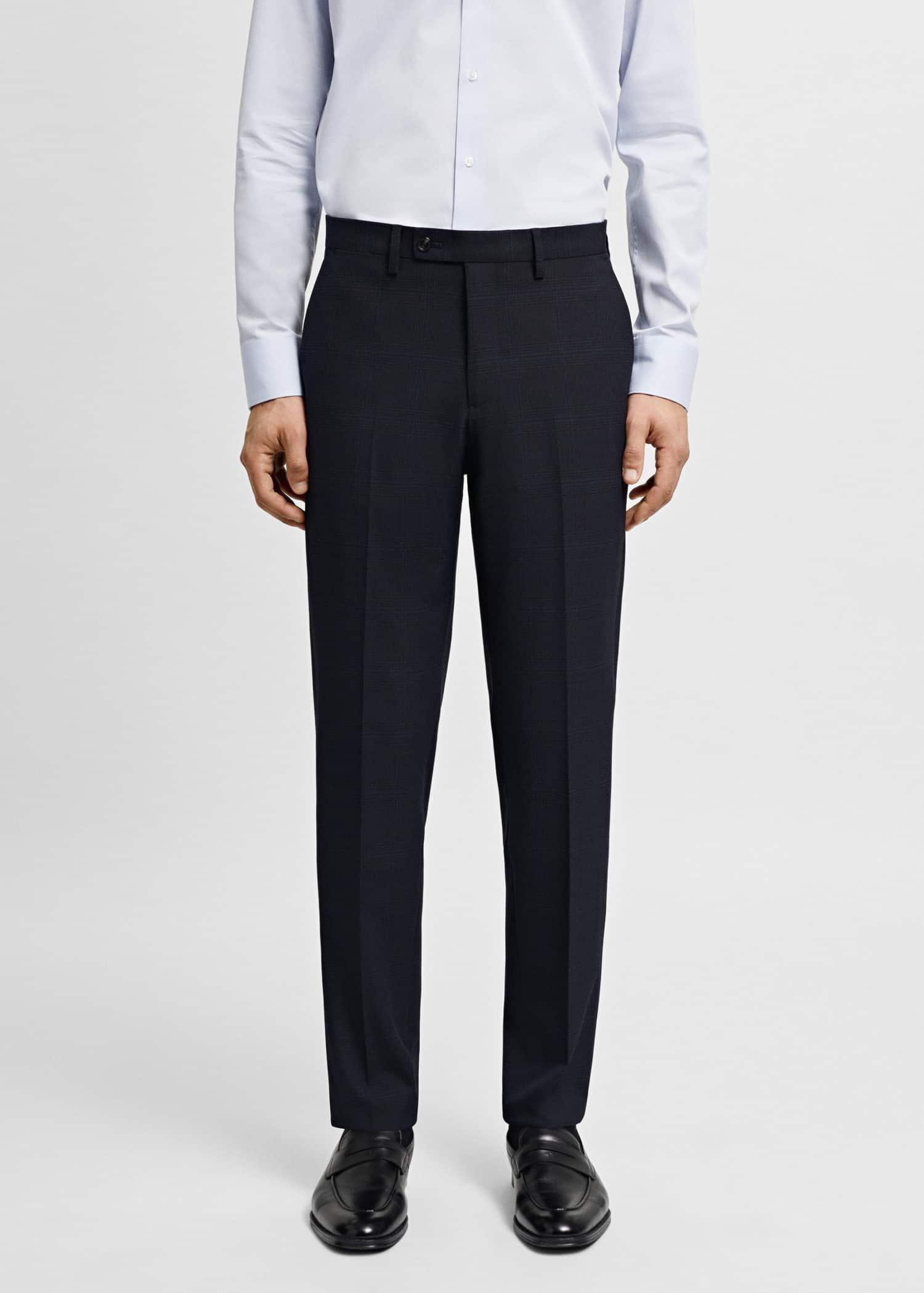 Mango - Navy Stretch Fabric Super Slim-Fit Suit Trousers