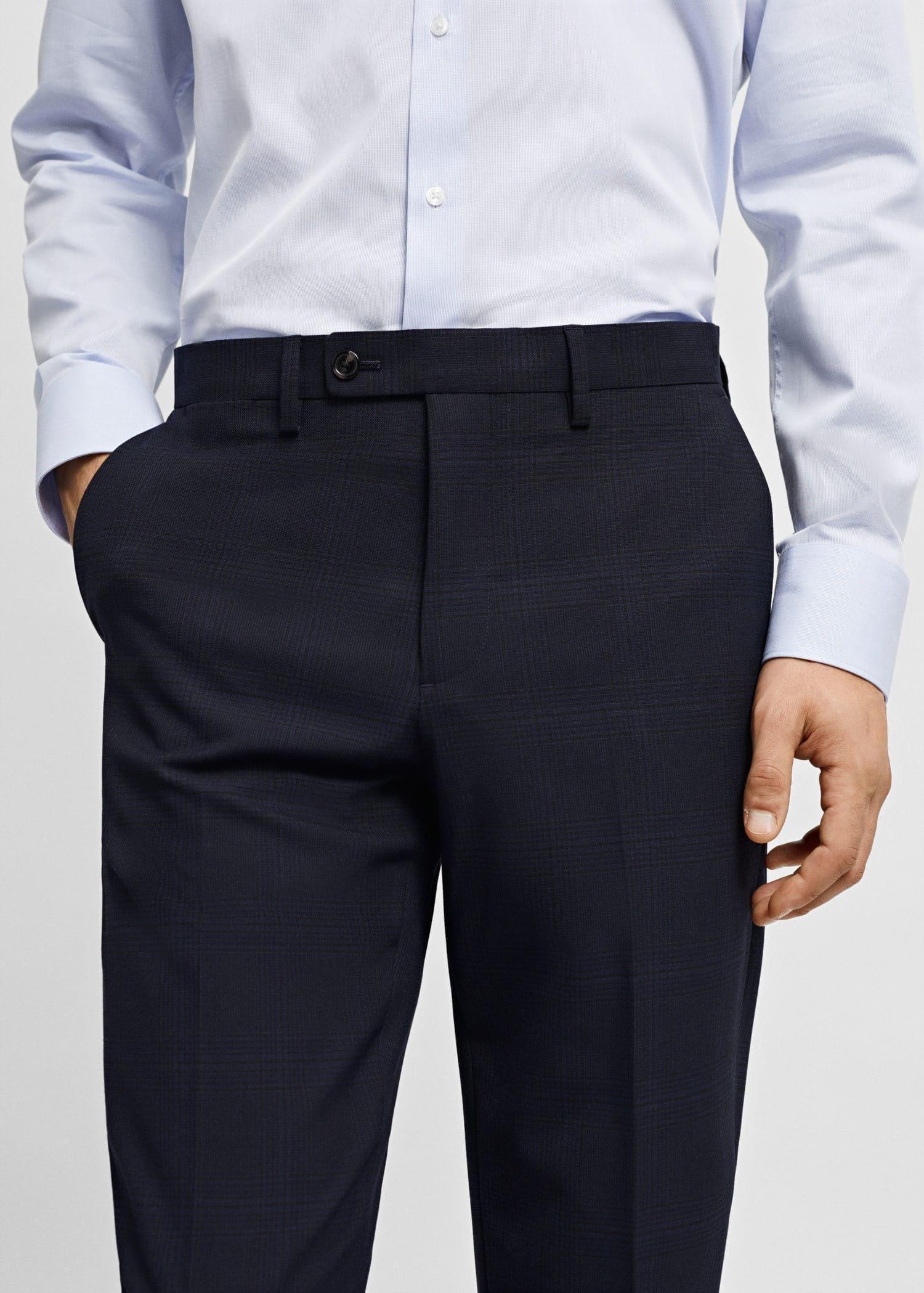 Mango - Navy Stretch Fabric Super Slim-Fit Suit Trousers
