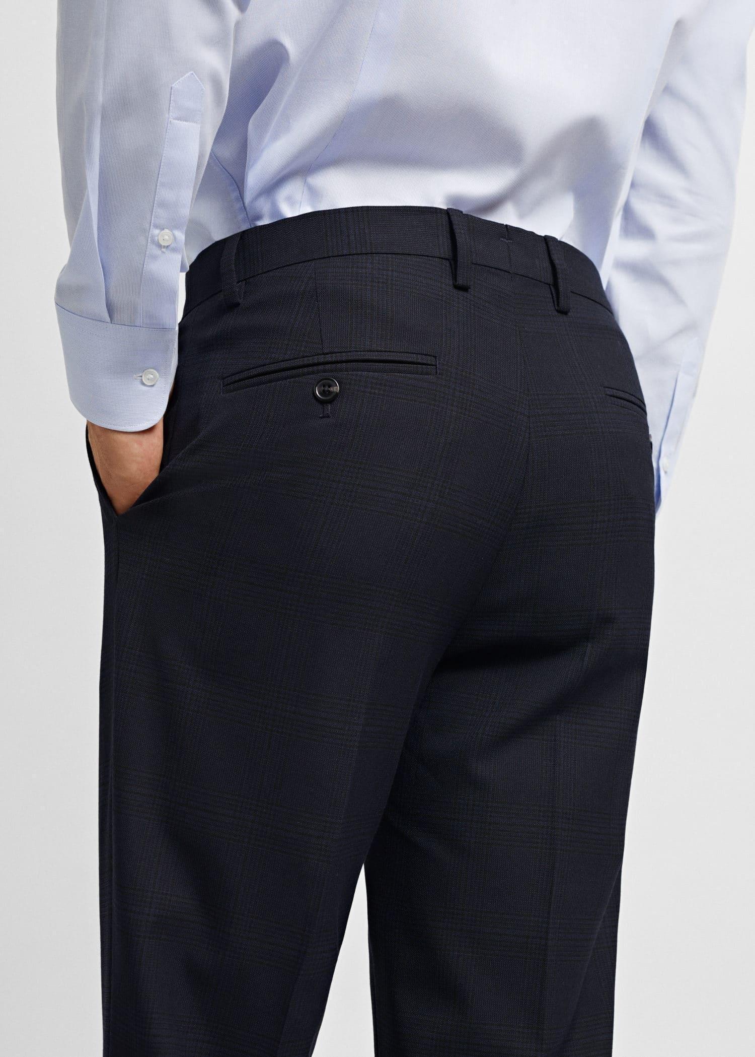 Mango - Navy Stretch Fabric Super Slim-Fit Suit Trousers