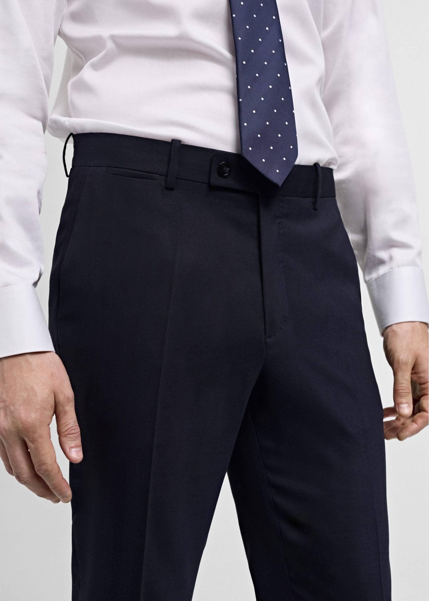 Mango - Navy Wool Slim-Fit Suit Trousers