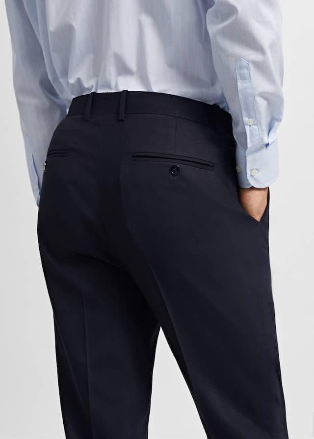 Mango - Navy Wool Slim-Fit Suit Trousers