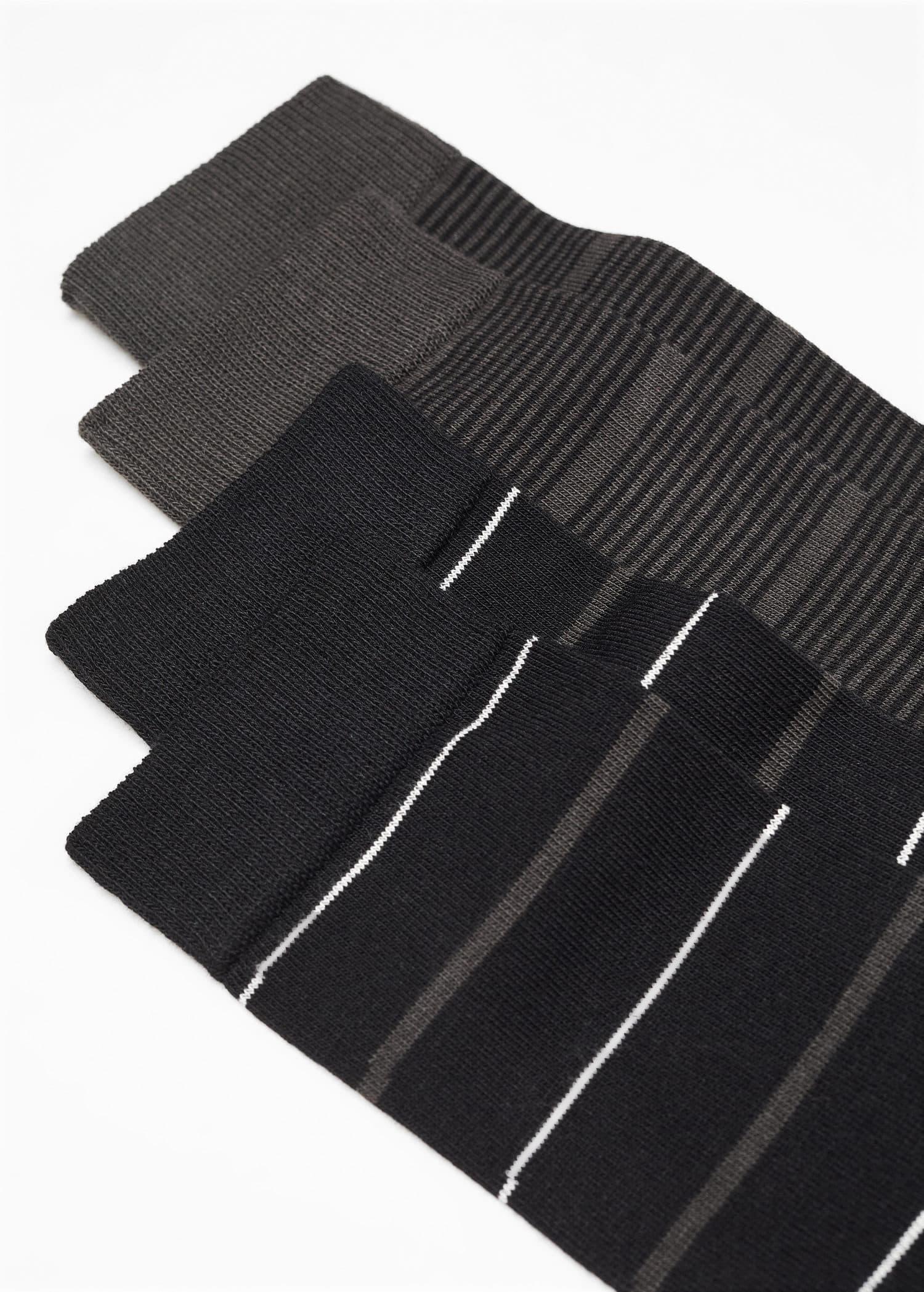 Mango - Black Striped Cotton Socks, Set Of 2