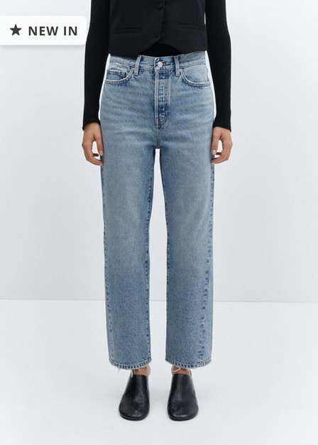 Mango - Blue Straight Jeans With Forward Seams