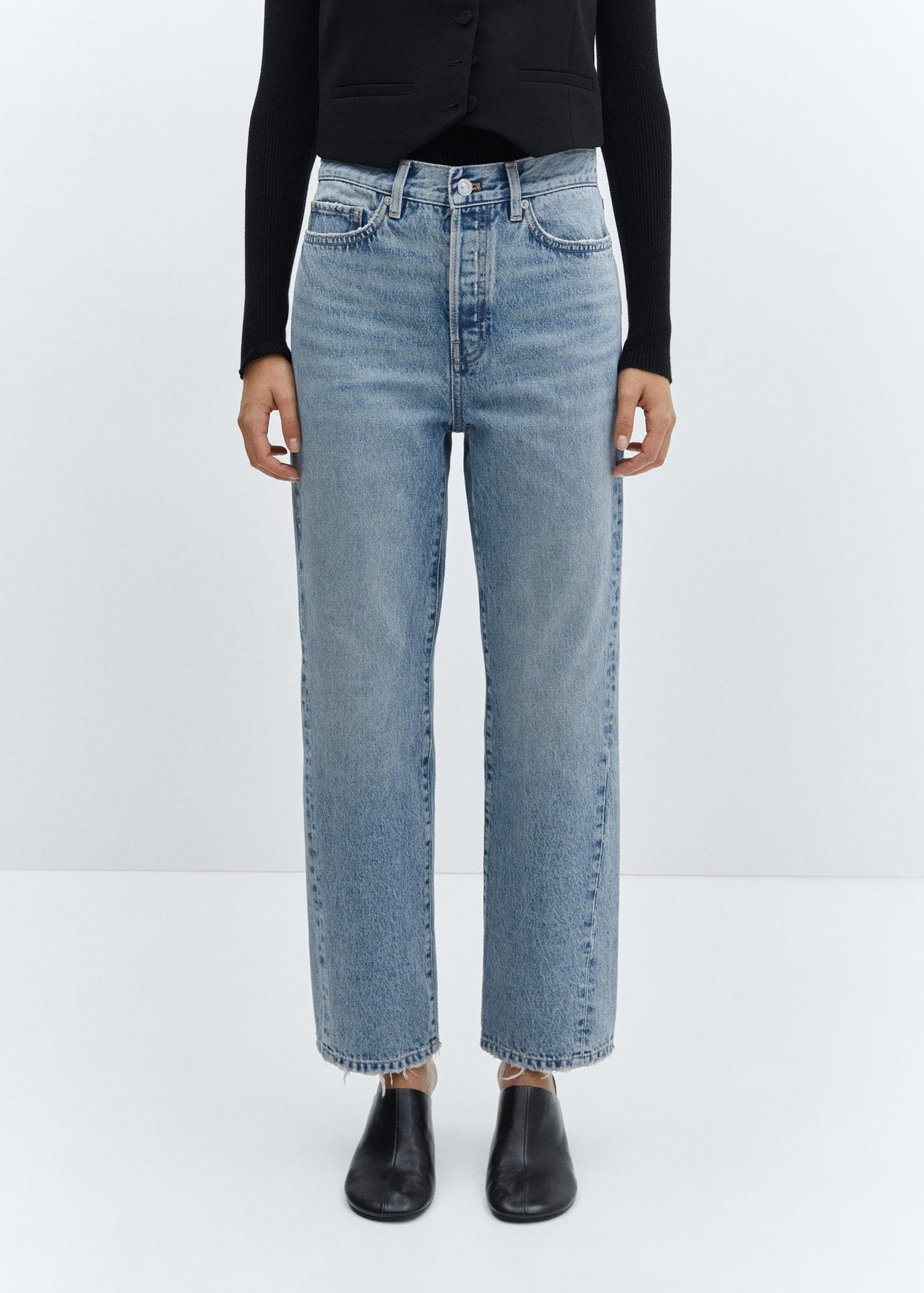 Mango - Blue Straight Jeans With Forward Seams