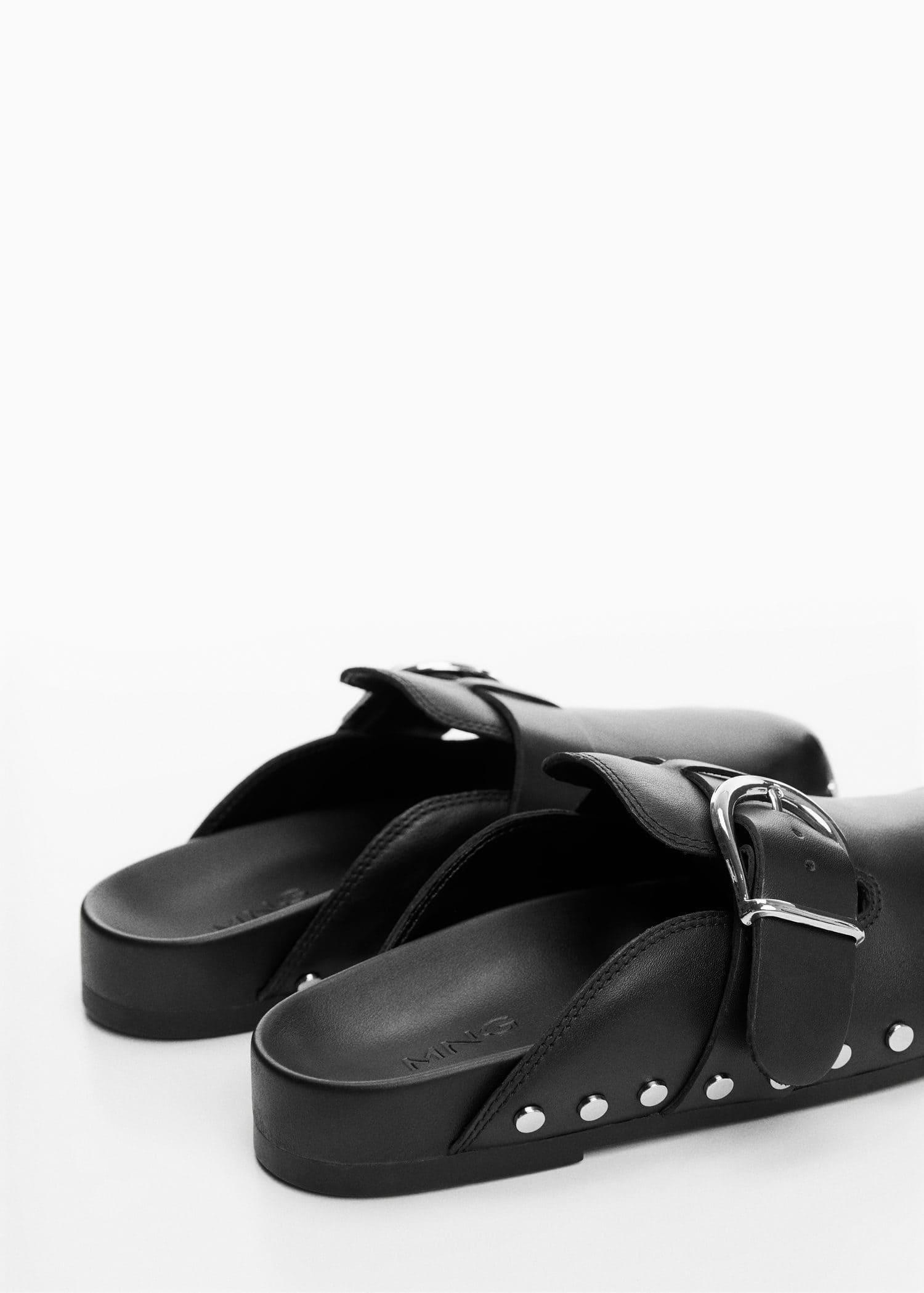Mango - Black Studded Leather Clog