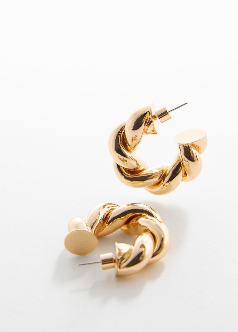 Mango - Gold Intertwined Hoop Earrings