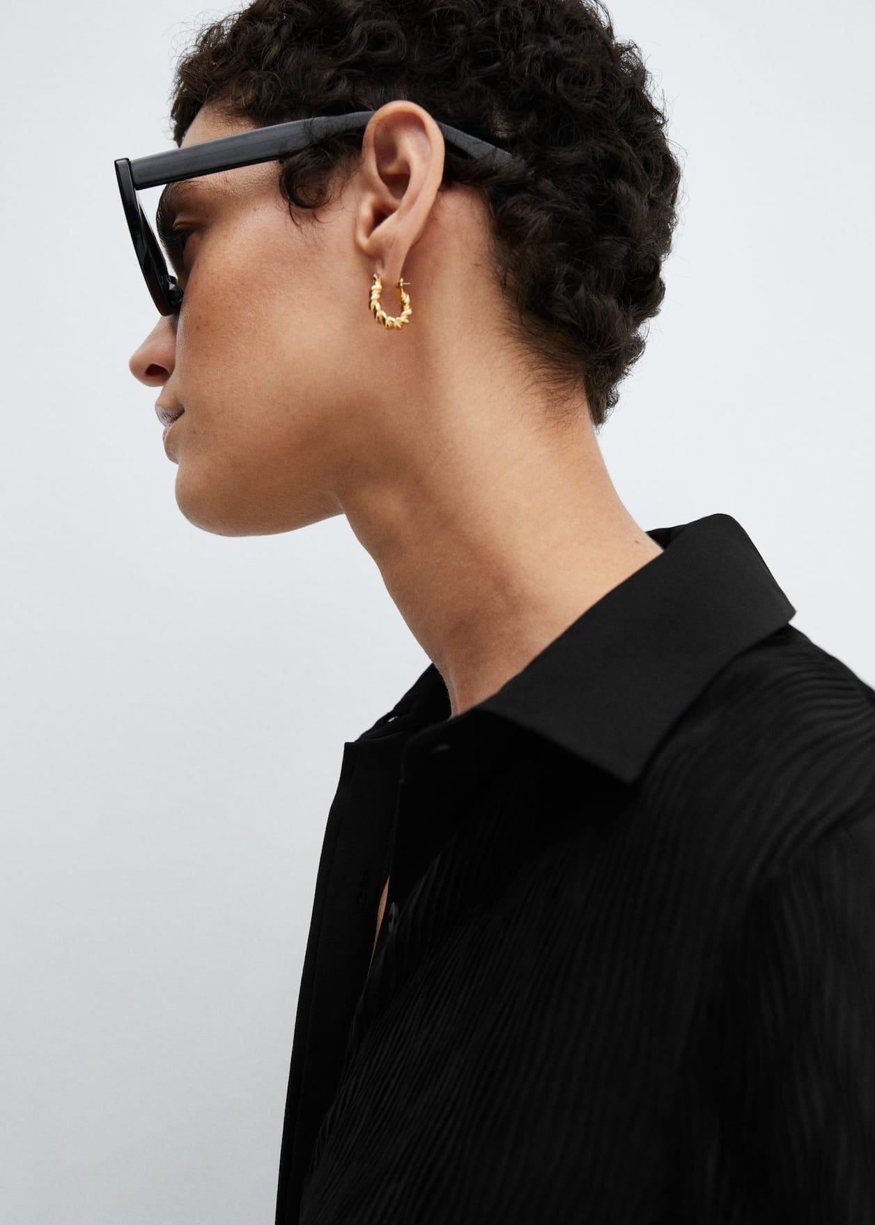 Gold Intertwined Hoop Earrings, , large image number 1