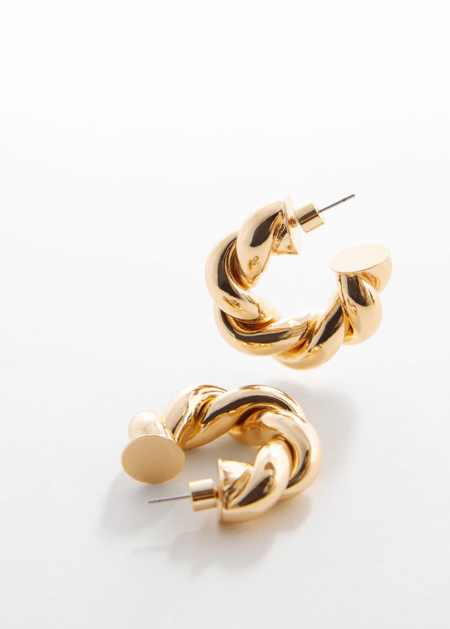 Gold Intertwined Hoop Earrings, , large image number 4