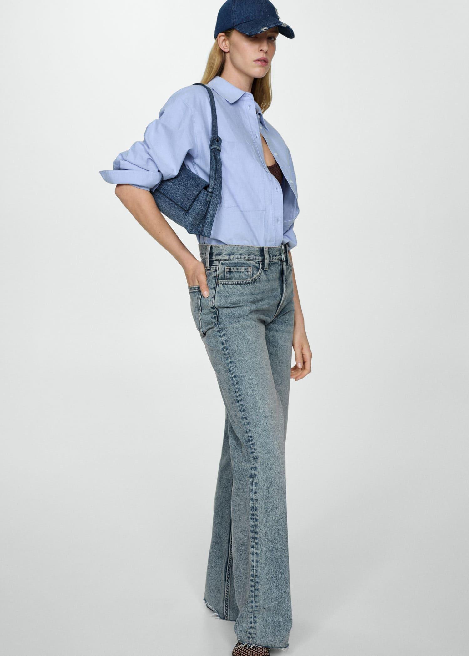 Mango - Blue High-Waist Wideleg Jeans