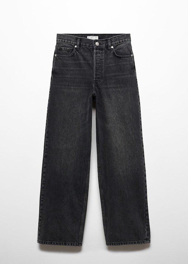 Mango - Grey Wideleg Mid-Rise Jeans