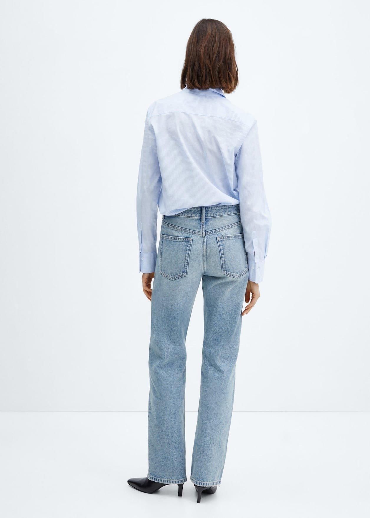 Mango - Blue Mid-Rise Straight Jeans