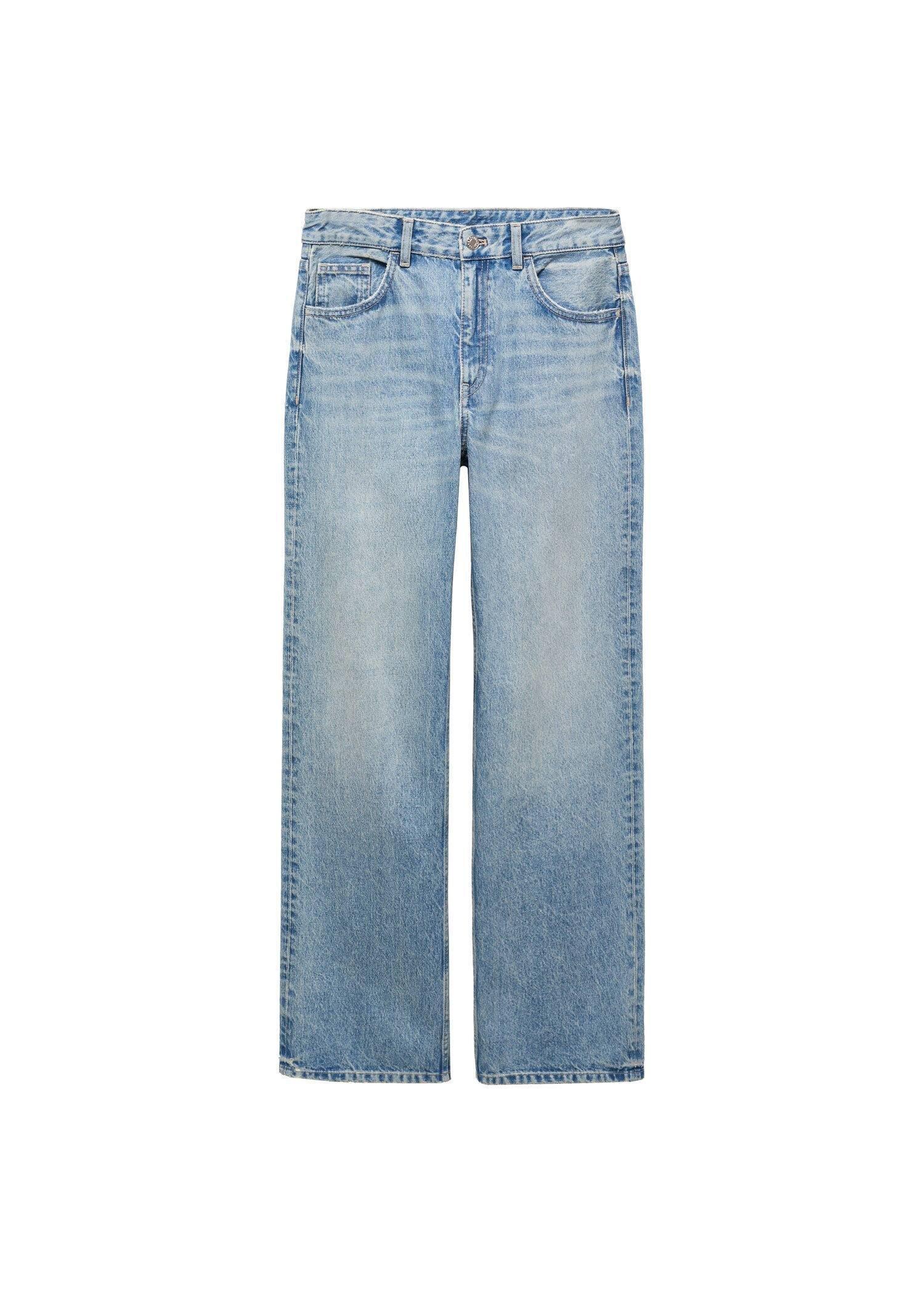 Mango - Blue Mid-Rise Straight Jeans