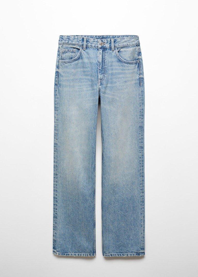 Mango - Blue Mid-Rise Straight Jeans