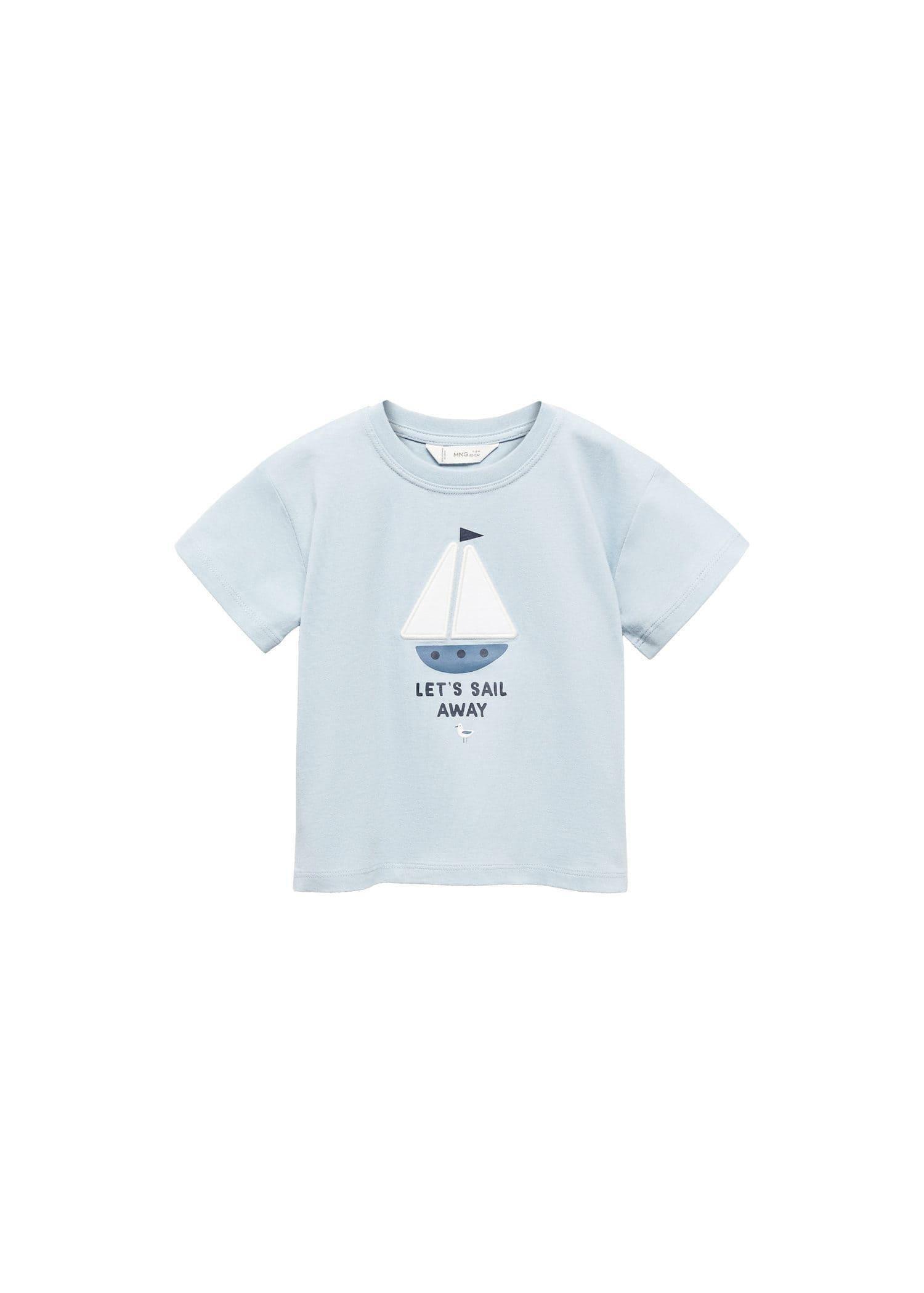 Mango - Blue Embroidered T-Shirt, Kids Boys