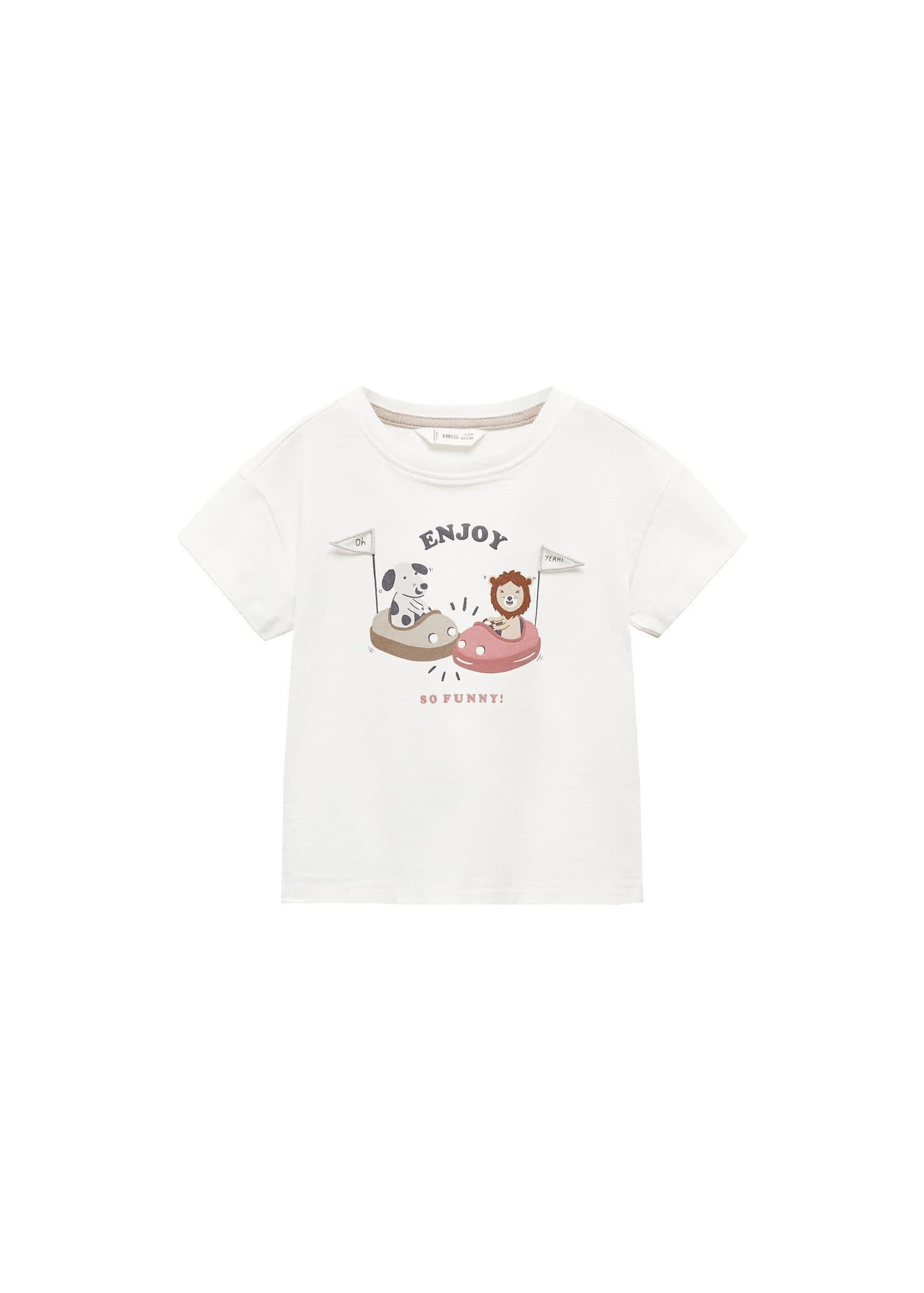 Mango - White Printed Cotton-Blend T-Shirt, Kids Boys