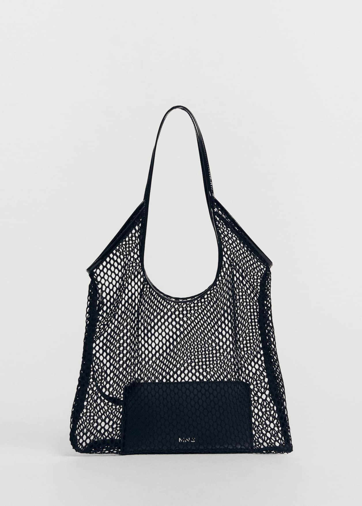 Black Mesh Pattern Shopper Bag, , large image number 2
