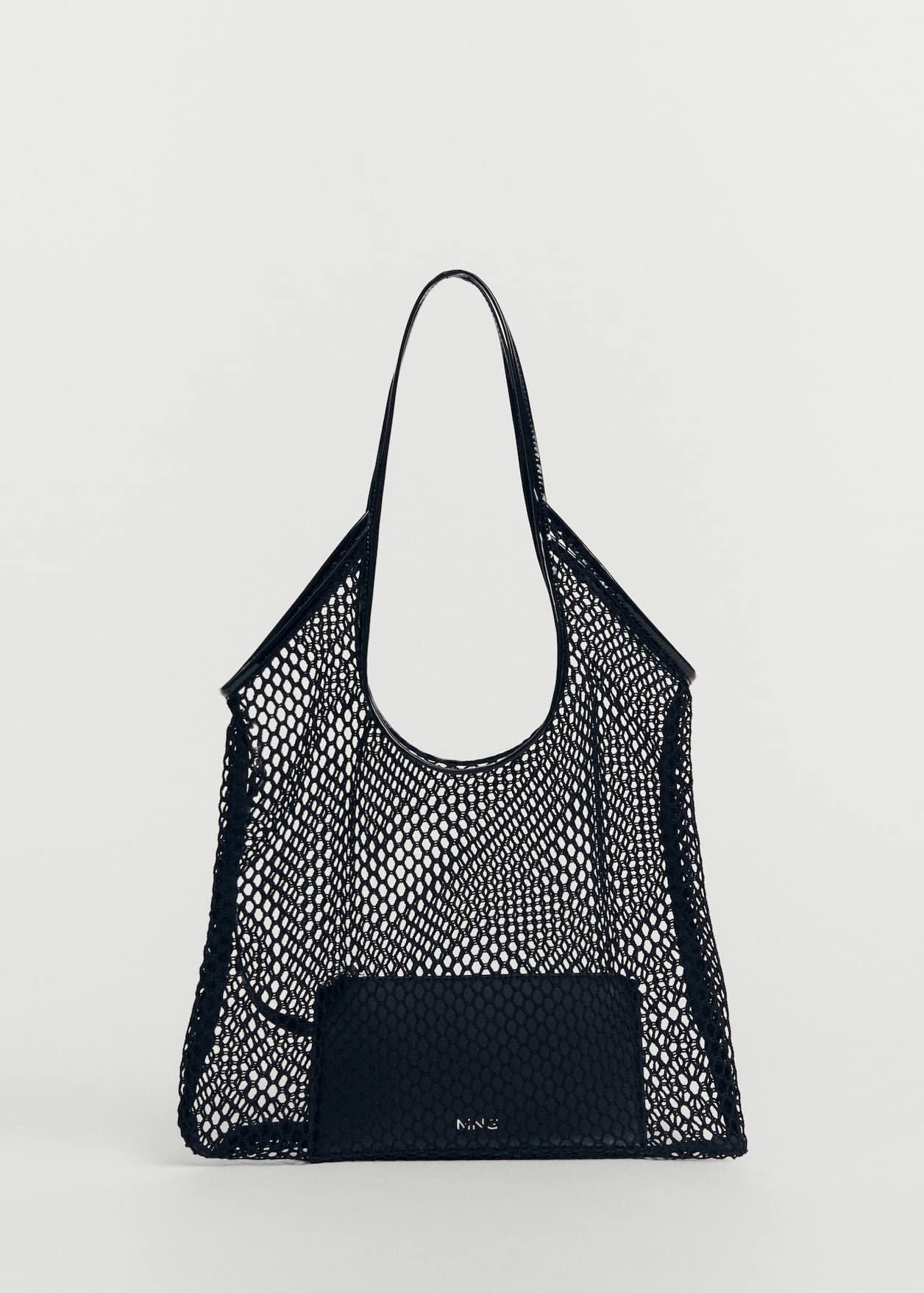 Mango - Black Mesh Pattern Shopper Bag