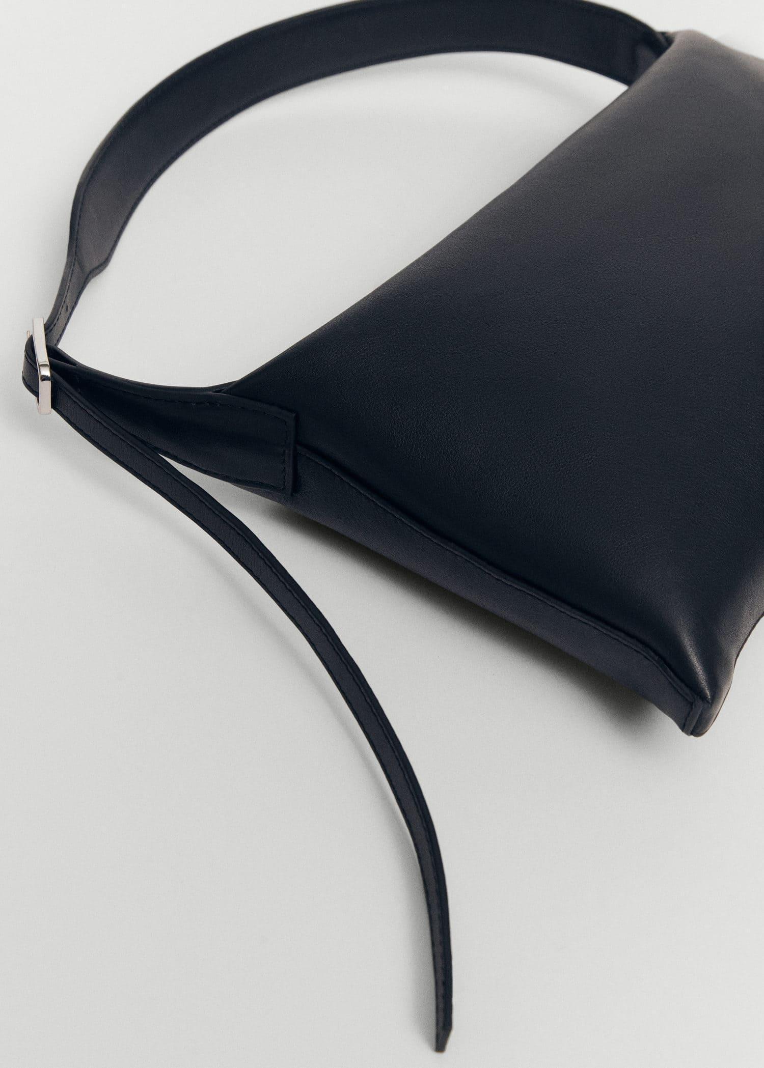 Mango - Black Leather Shoulder Bag With Buckle