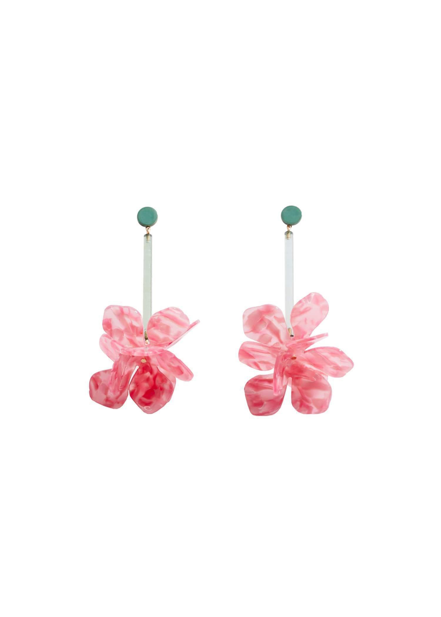 Mango - Pink Flower Pendant Earrings