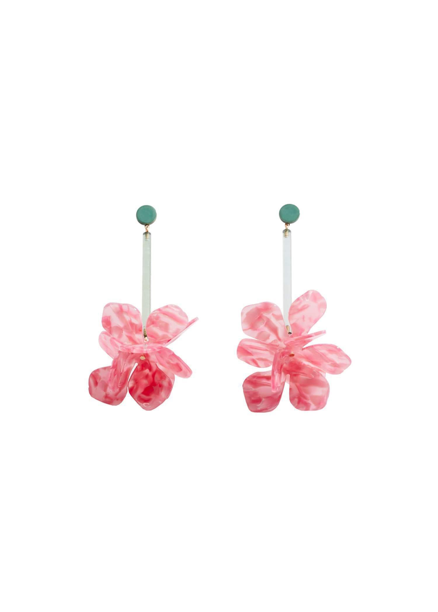 Pink Flower Pendant Earrings, , large image number 0