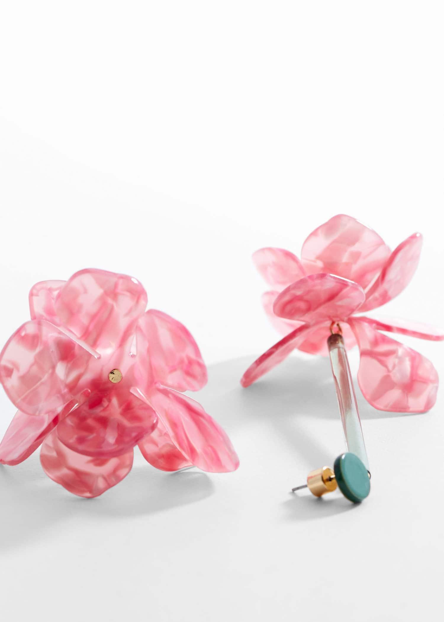 Mango - Pink Flower Pendant Earrings