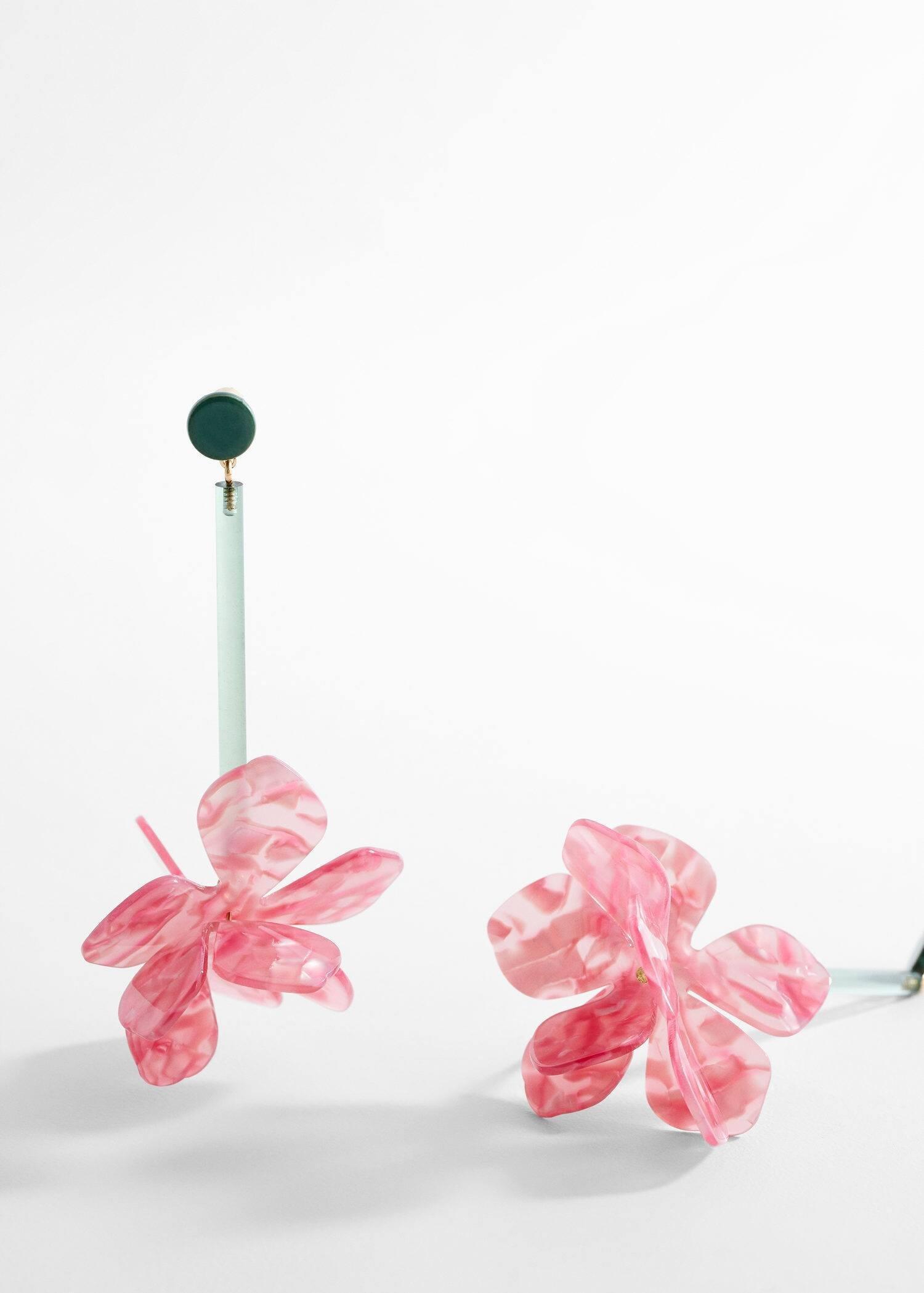 Pink Flower Pendant Earrings, , large image number 2