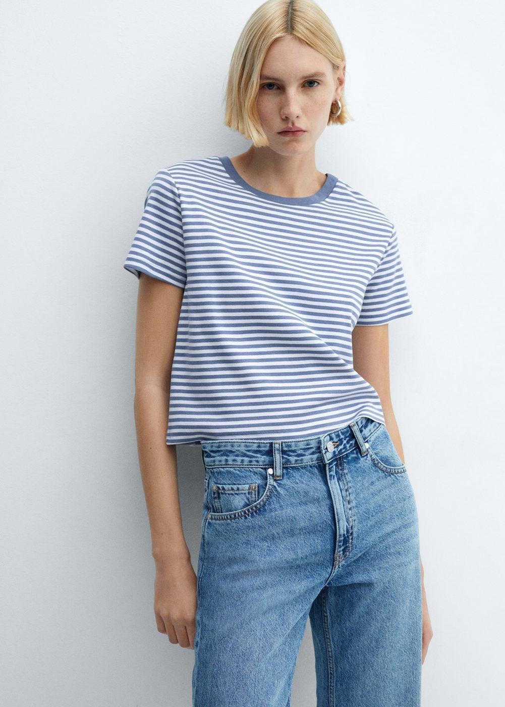 Mango - Blue Striped Short-Sleeved T-Shirt