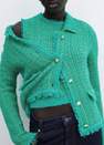 Mango - Green Tweed Top With Frayed Detail