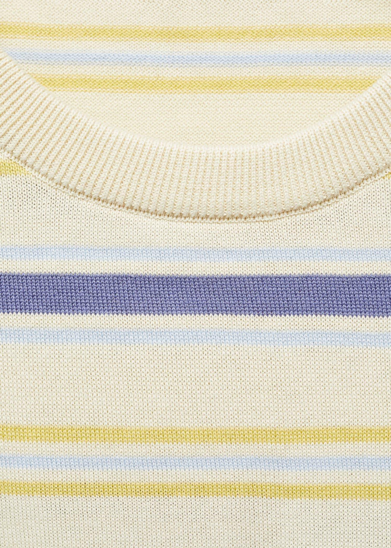 Mango - Beige Round-Neck Striped Sweater