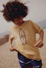 Mango - Beige Embossed Printed T-Shirt, Kids Boys
