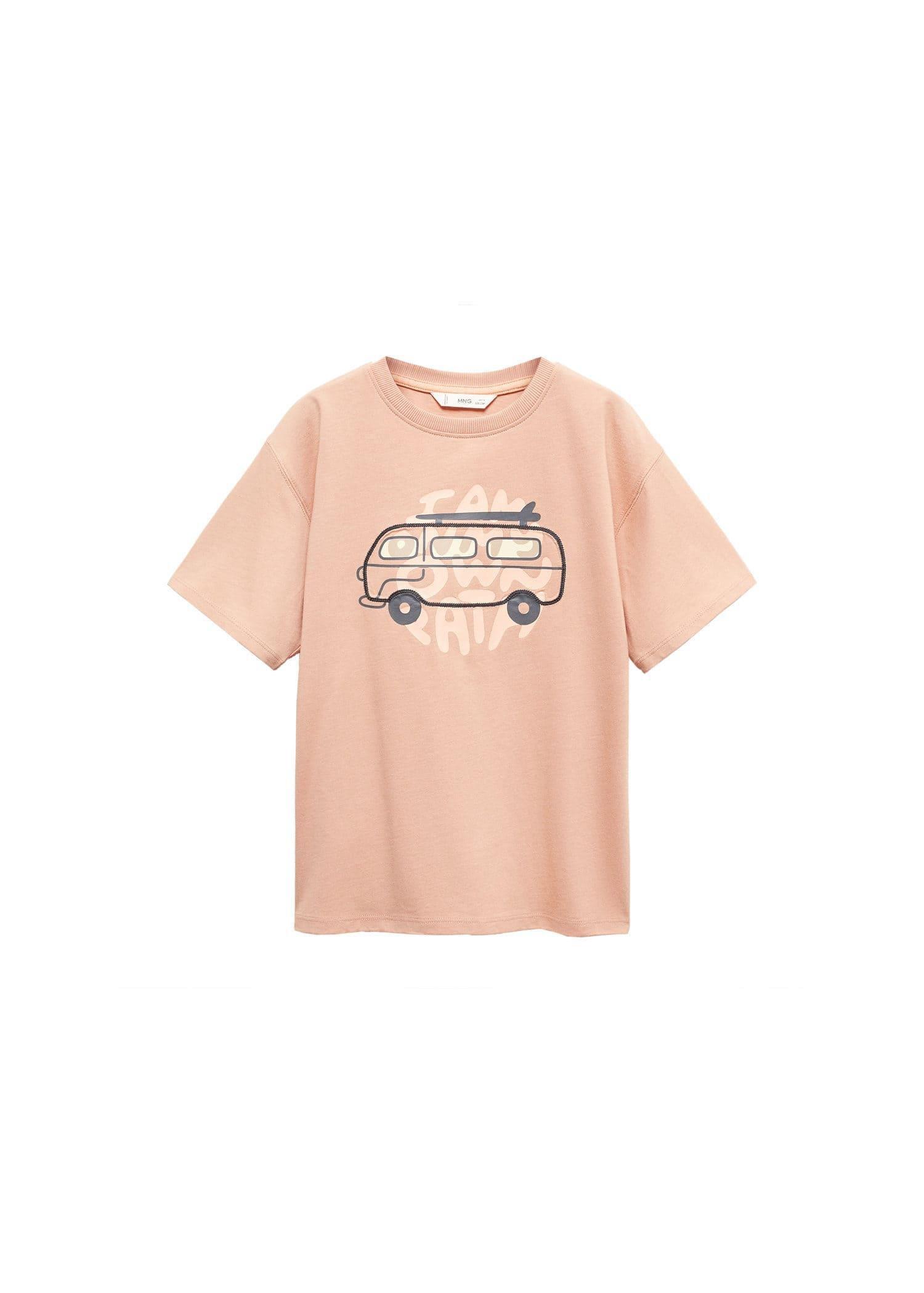 Mango - Orange Embossed Printed T-Shirt, Kids Boys