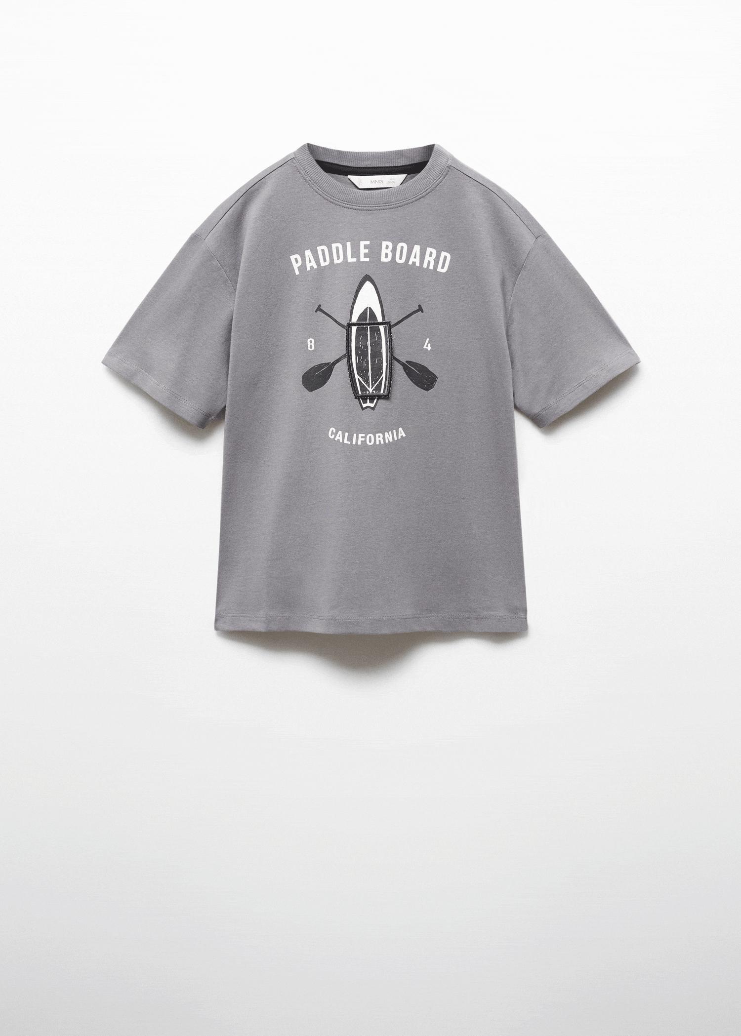 Mango - Grey Surf Printed T-Shirt, Kids Boys