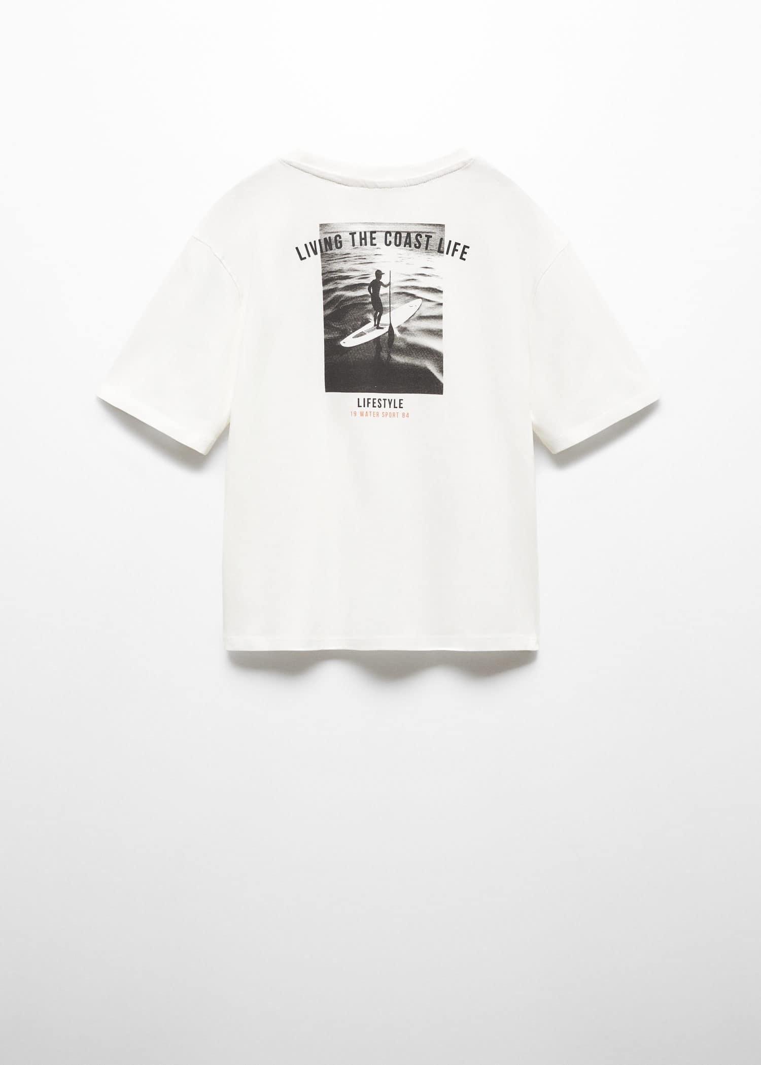Mango - White Surf Printed T-Shirt, Kids Boys