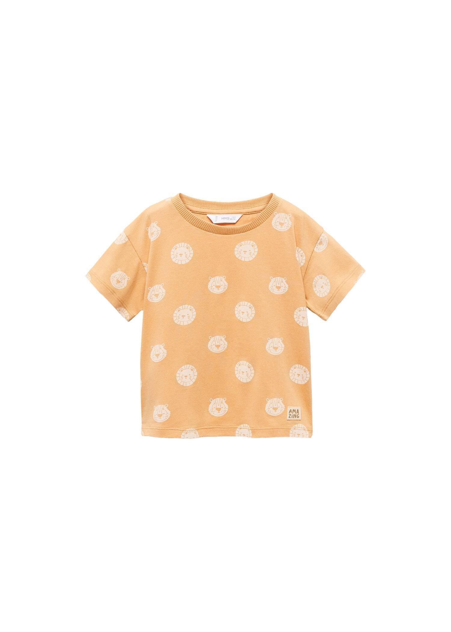 Mango - dark yellow Lion print T-shirt, Baby Boy