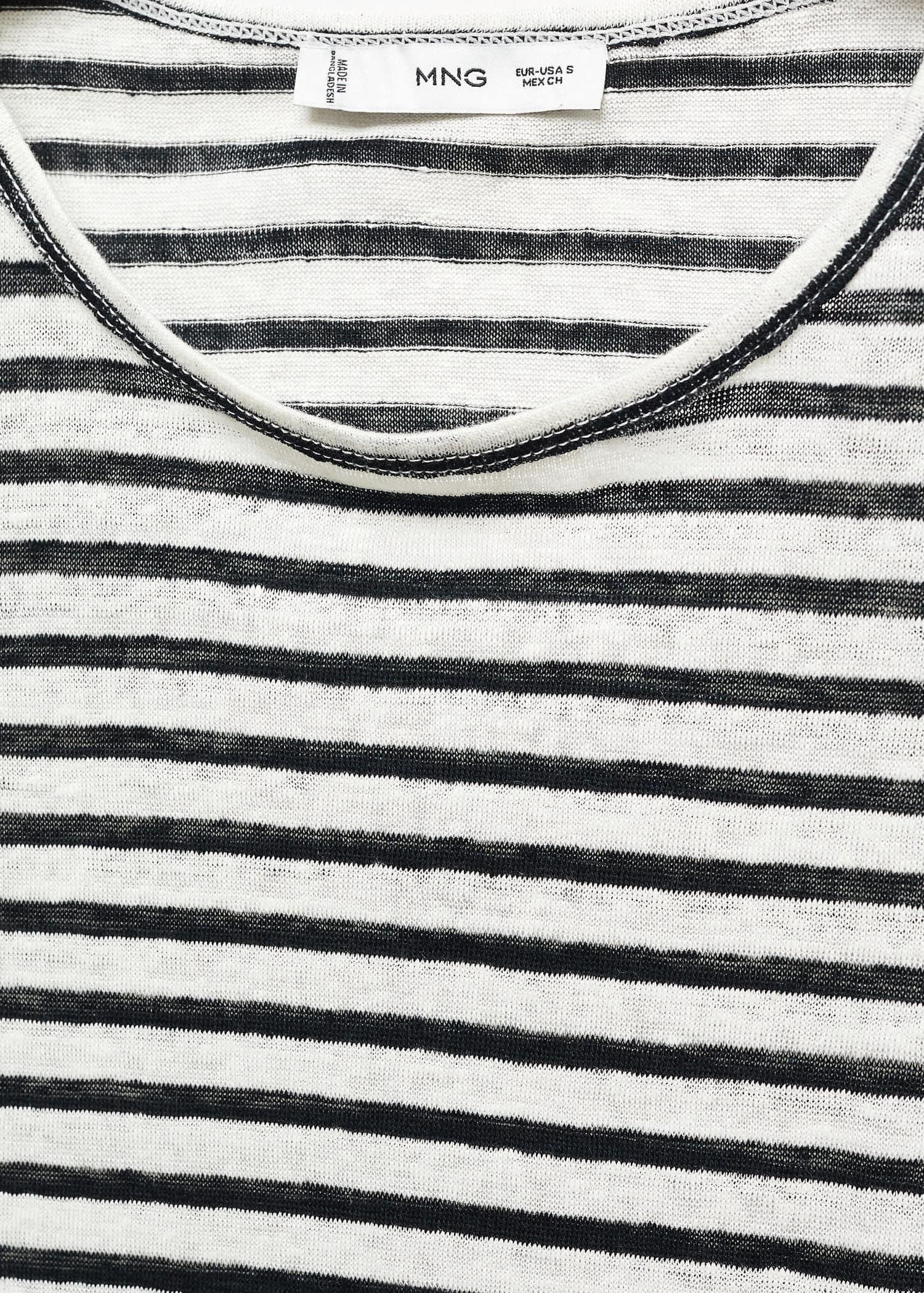 Mango - Black Stripped Linen T-Shirt
