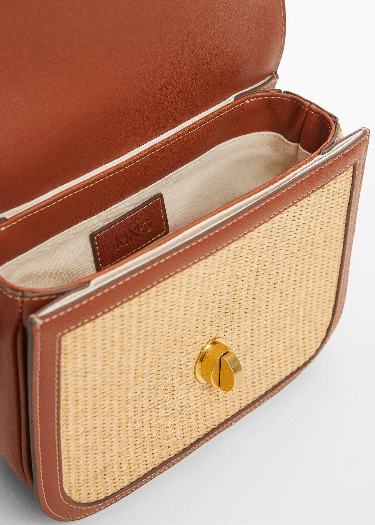Brown Raffia-Effect Shoulder Bag, , large image number 1