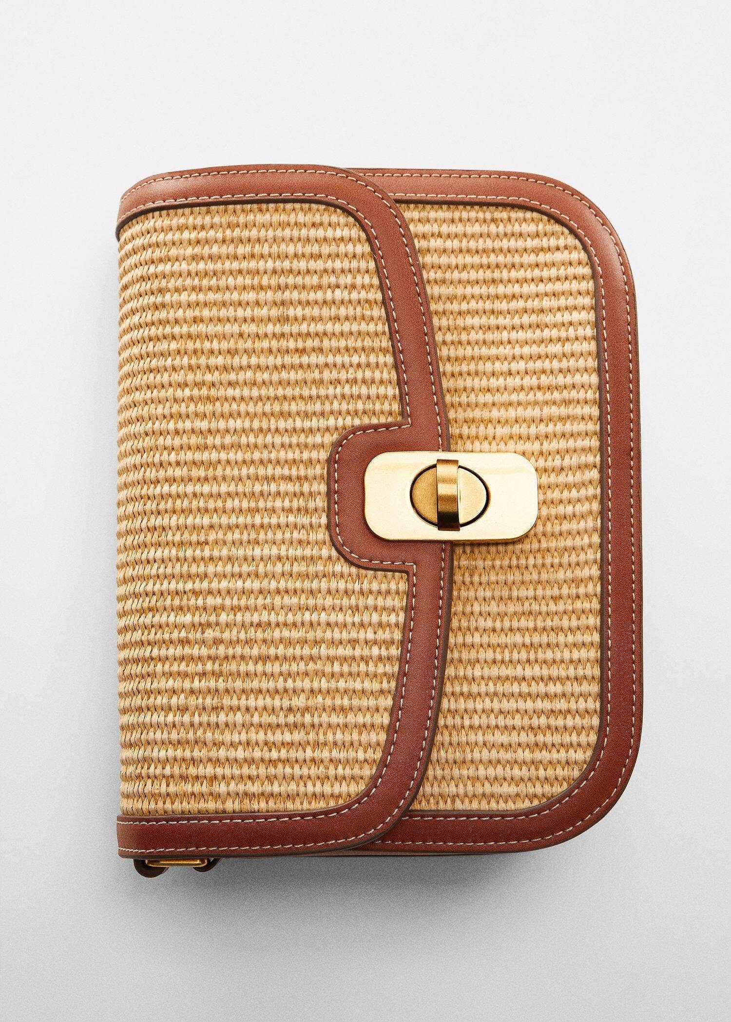 Brown Raffia-Effect Shoulder Bag, , large image number 4