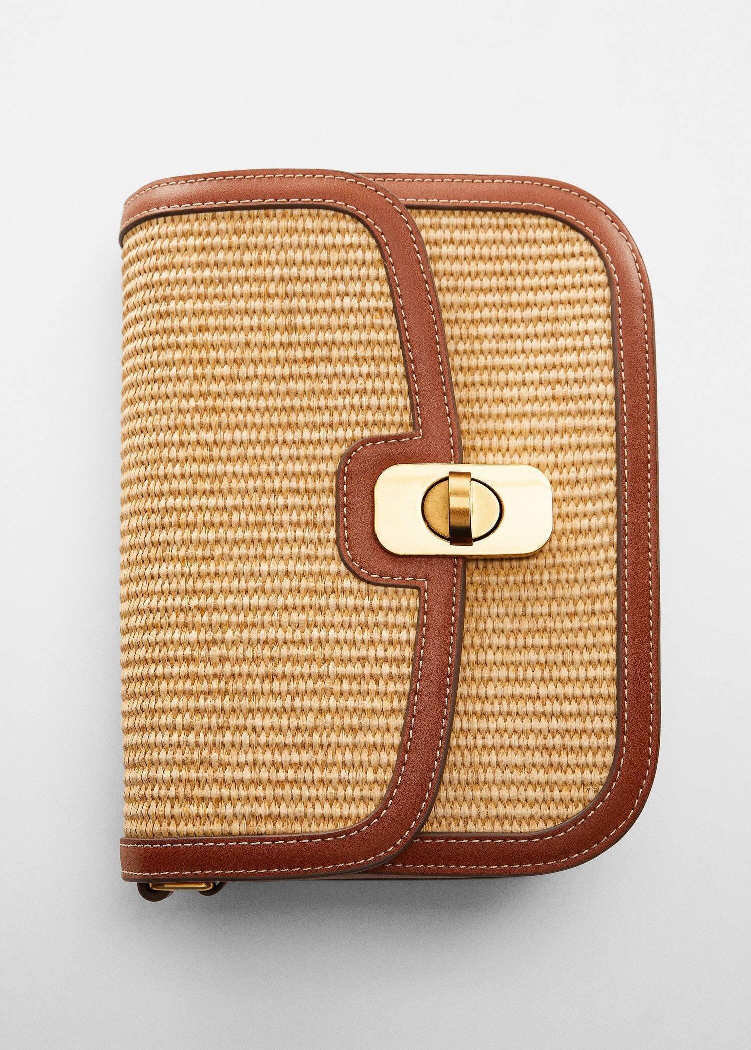 Mango - Brown Raffia-Effect Shoulder Bag