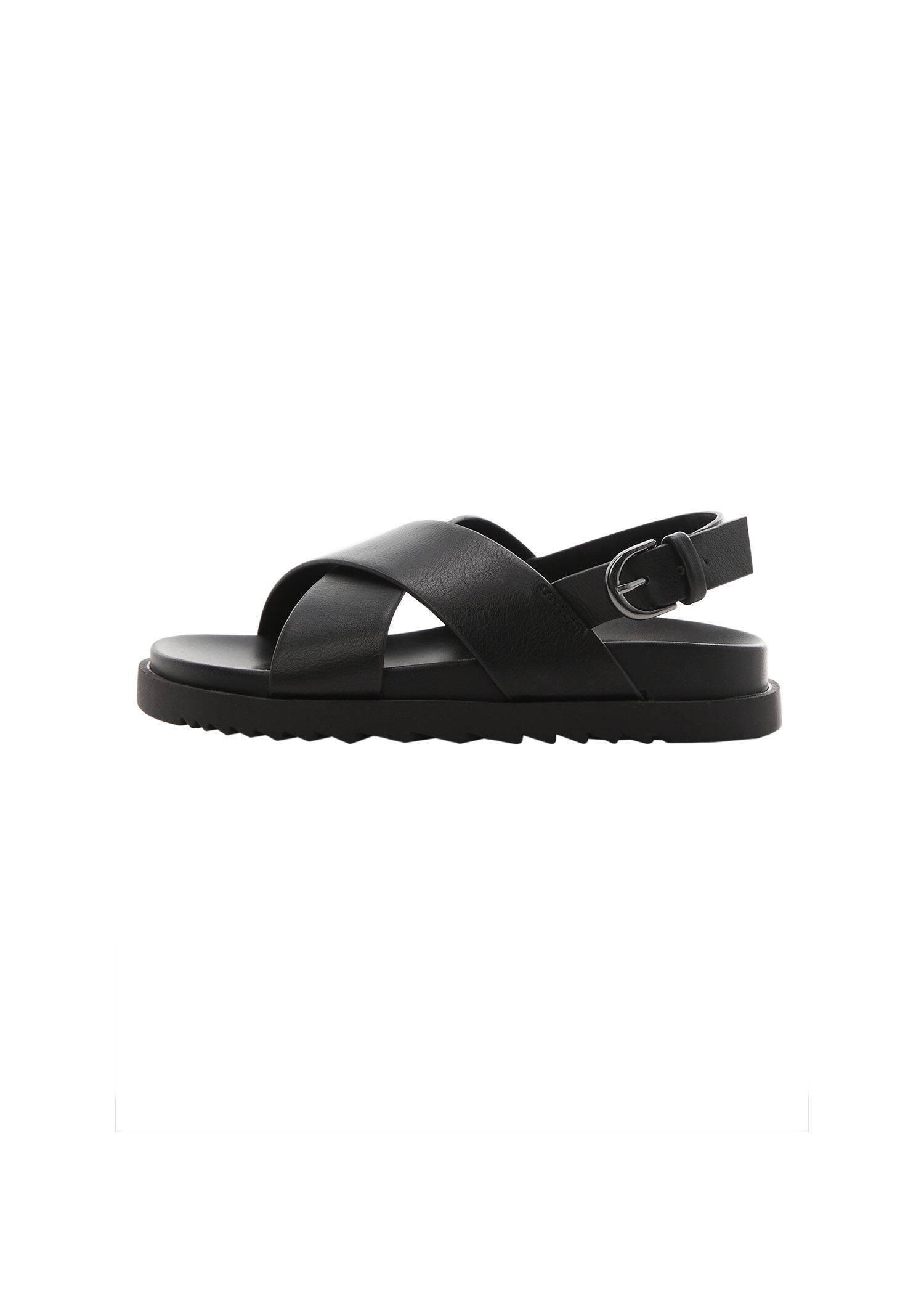 Black Buckle Strap Sandals, Kids Girls, , large image number 3