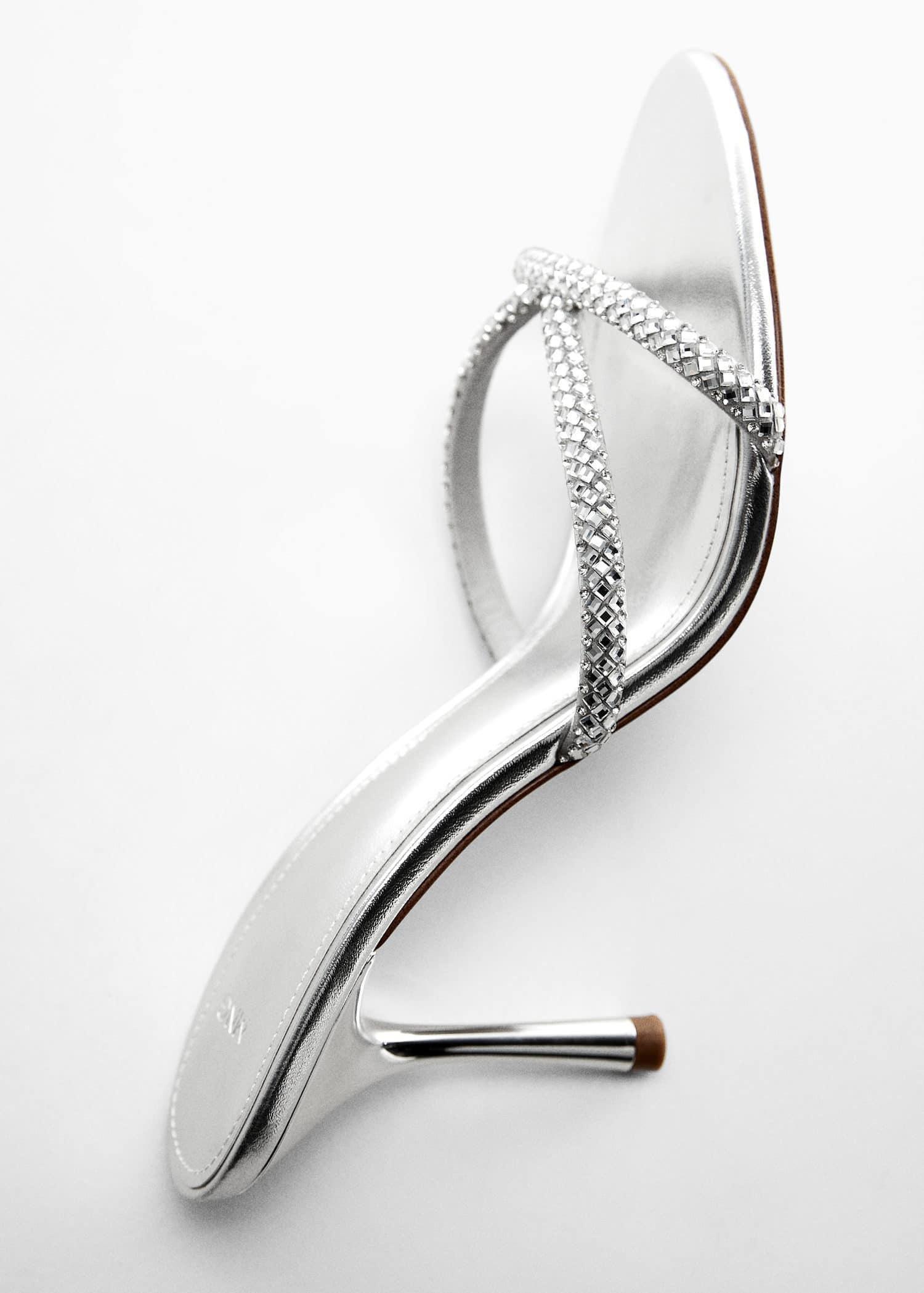 Silver Strap Rhinestone Sandals, , large image number 4