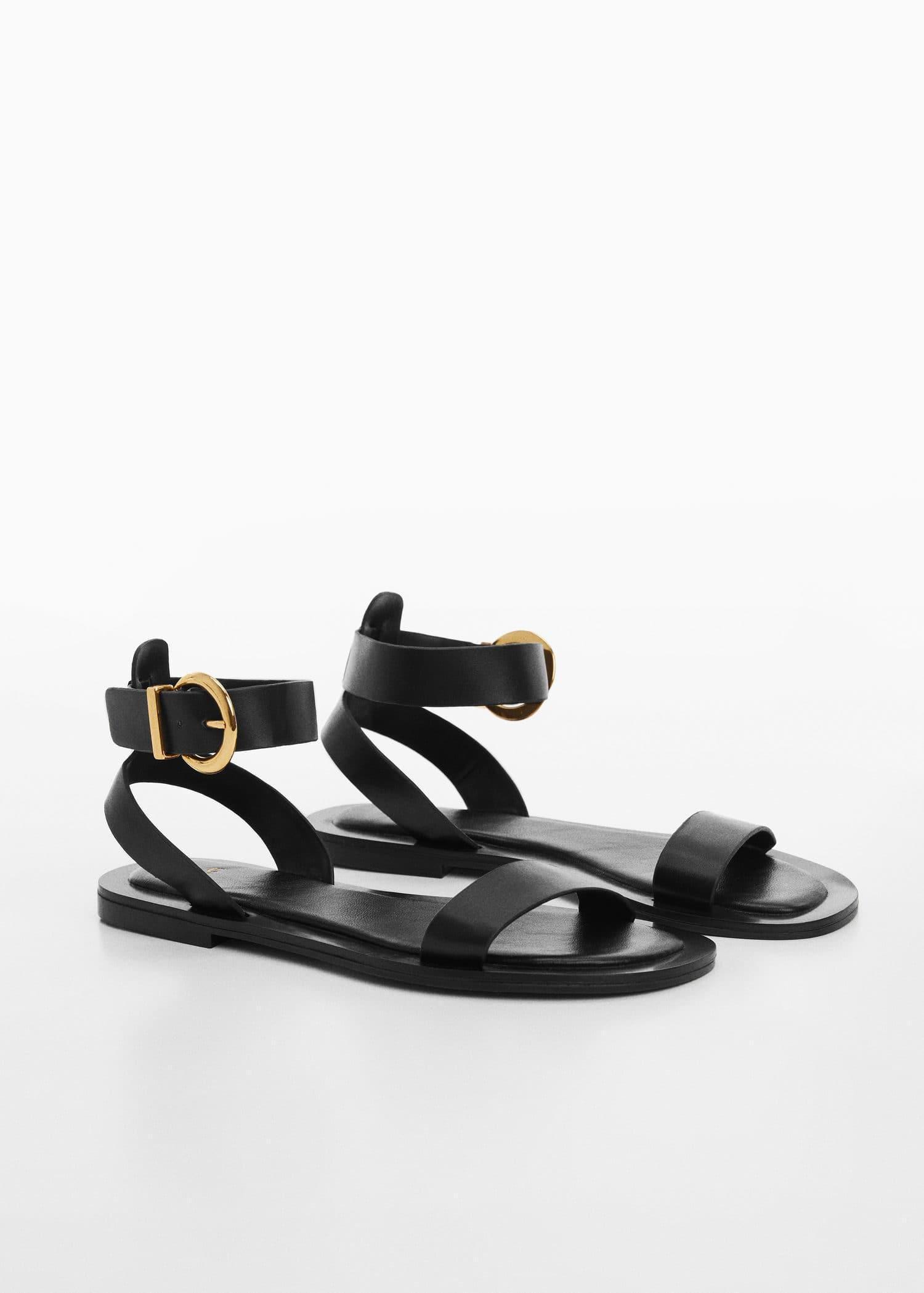 Mango - Black Buckle Strap Sandals