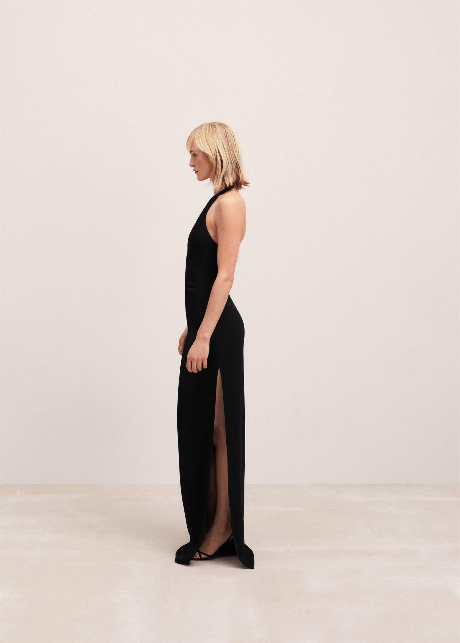 Black Halter Backless Dress, , large image number 2