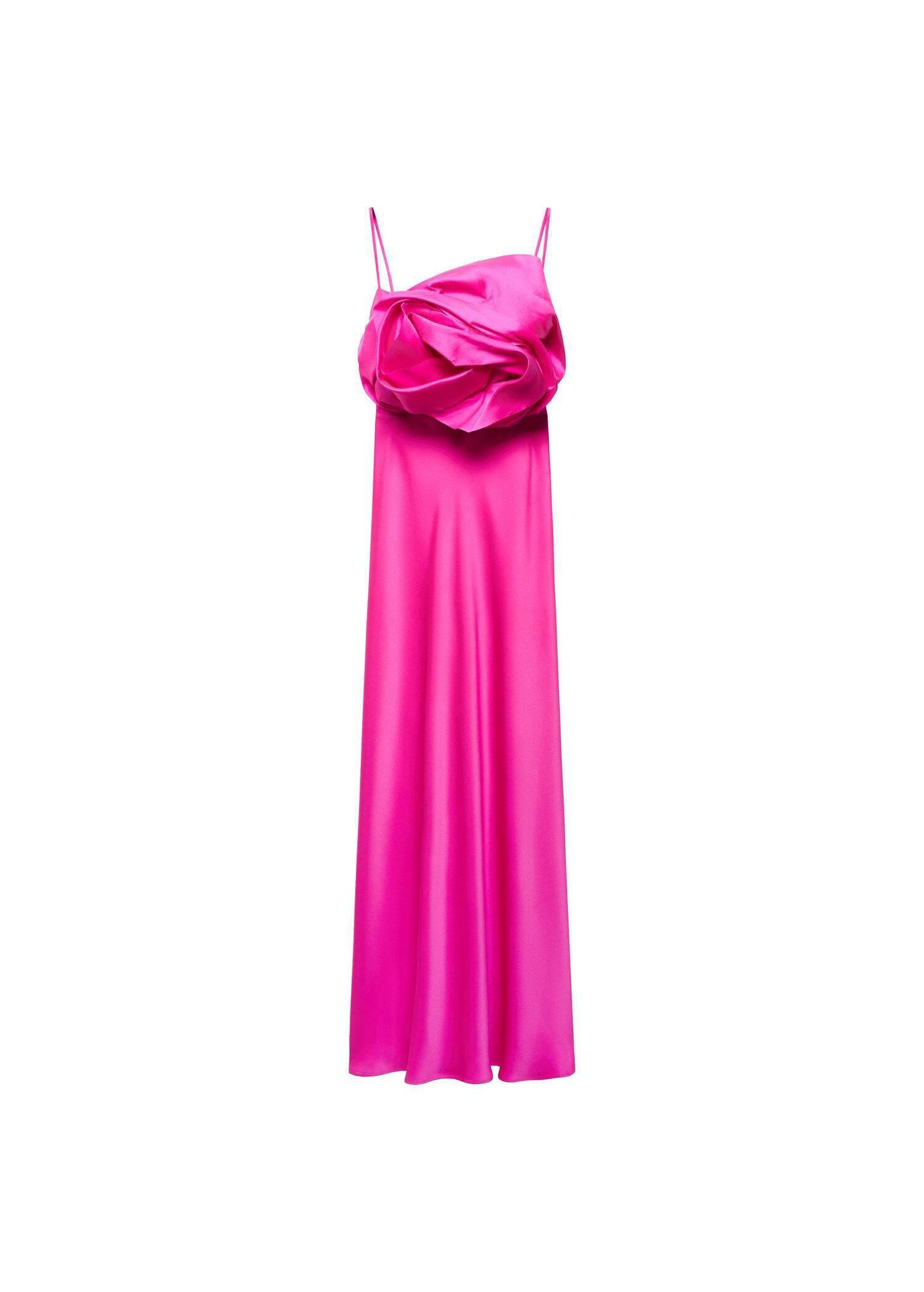 Mango - bright pink Satin maxi-flower dress